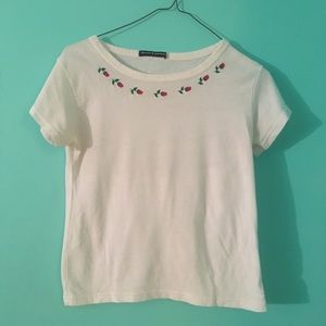 Brandy Melville rose embroidered top